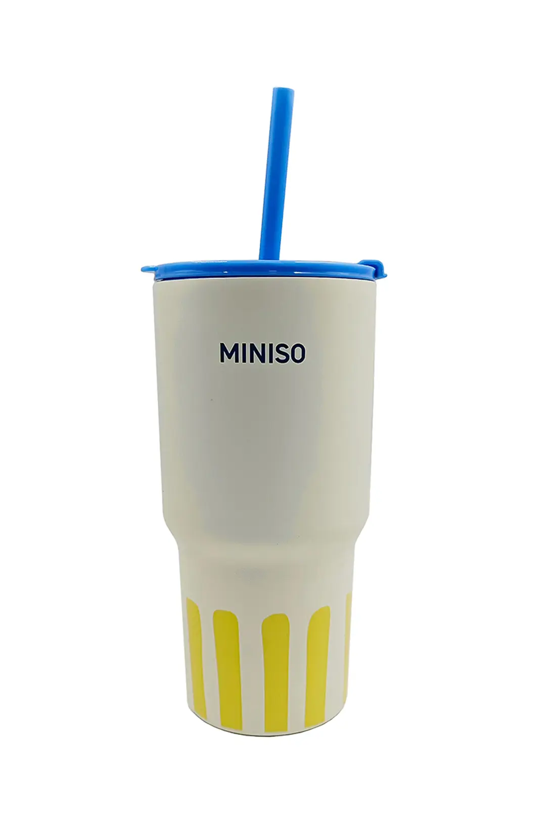Miniso Lisanslı Çizgili Pipetli Çelik Matara – Sızdırmaz