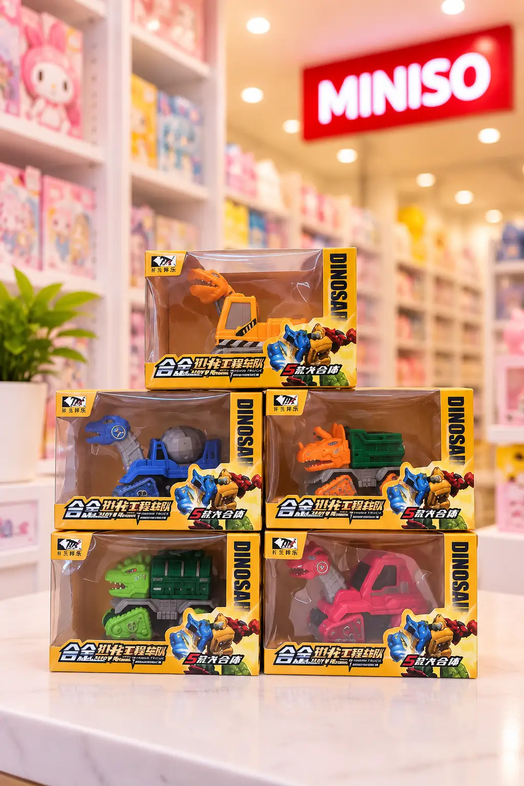 Miniso Lisanslı 5'i 1 Arada Dönüşüm Aracı – Dinozor Araç 5 Çeşit Model