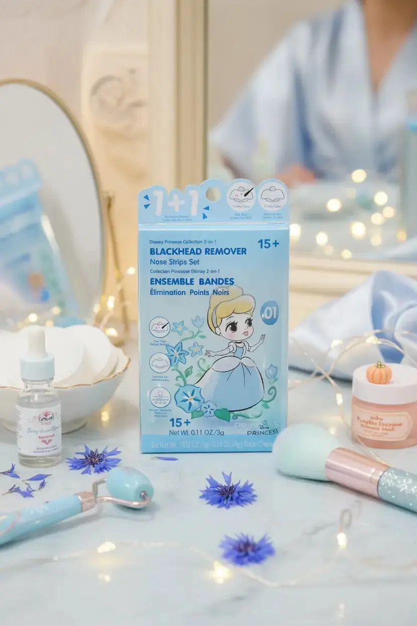 Disney Lisanslı Prenses Serisi 2'si 1 Arada Siyah Nokta Burun Bandı Seti – Gözenek Temizleyici