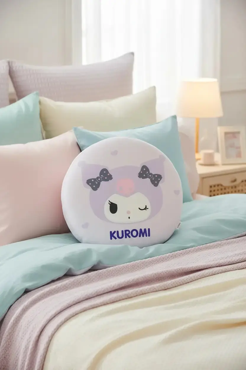 Sanrio Lisanslı Kuromi Hafızalı 40 Cm Şekerleme Yastığı – PU Dolgulu Boyun Destekli Yumuşak Uyku ve Dekoratif Yastık