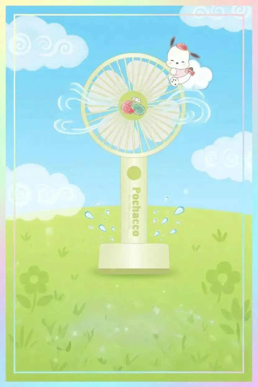 Sanrio Lisanslı Pochacco Mini El Vantilatörü – Taşınabilir Şarjlı Serinletici 21,5 Cm