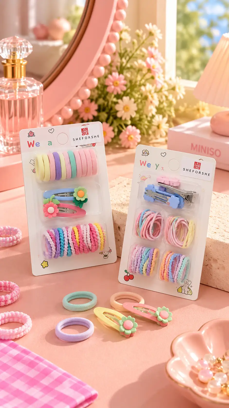 Renkli Karışık Lastik Tokalar + Küçük Mandal Tokalar – Eğlenceli Ve Pratik Saç Aksesuarı Seti