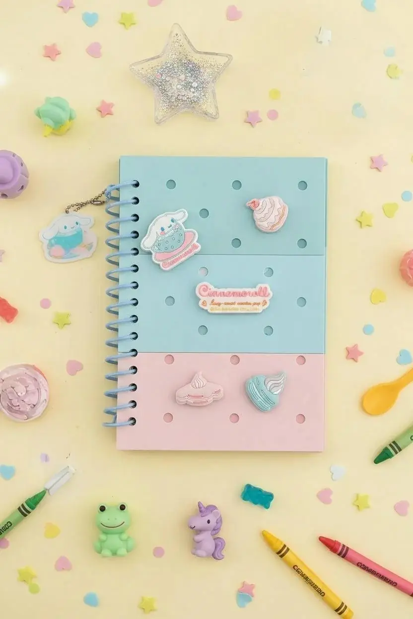 Sanrio Lisanslı Cinnamoroll 3D Kabartmalı Kapaklı Spiral Telli 80 Sayfa Defter