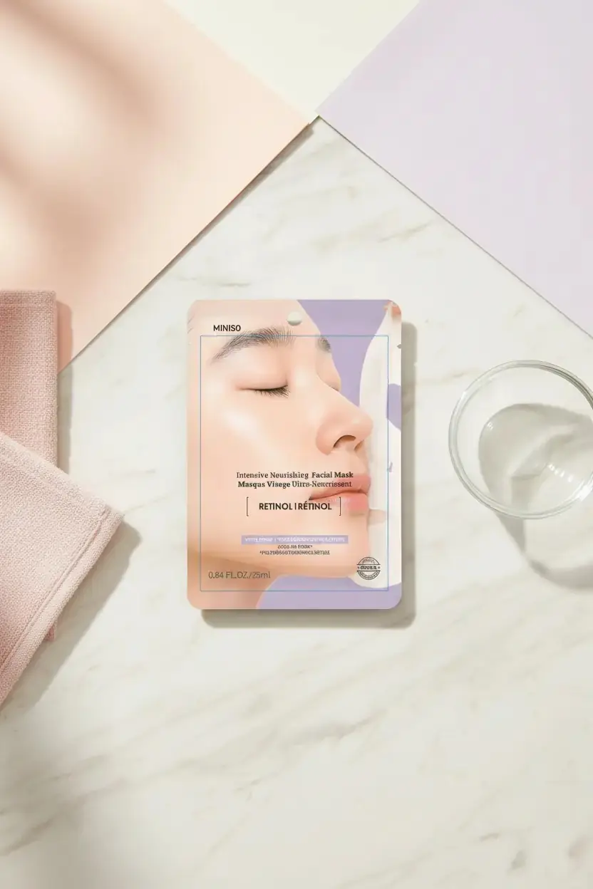 Miniso Lisanslı Yoğun Besleyici Yüz Maskesi – Retinol Temalı Kağıt Maske
