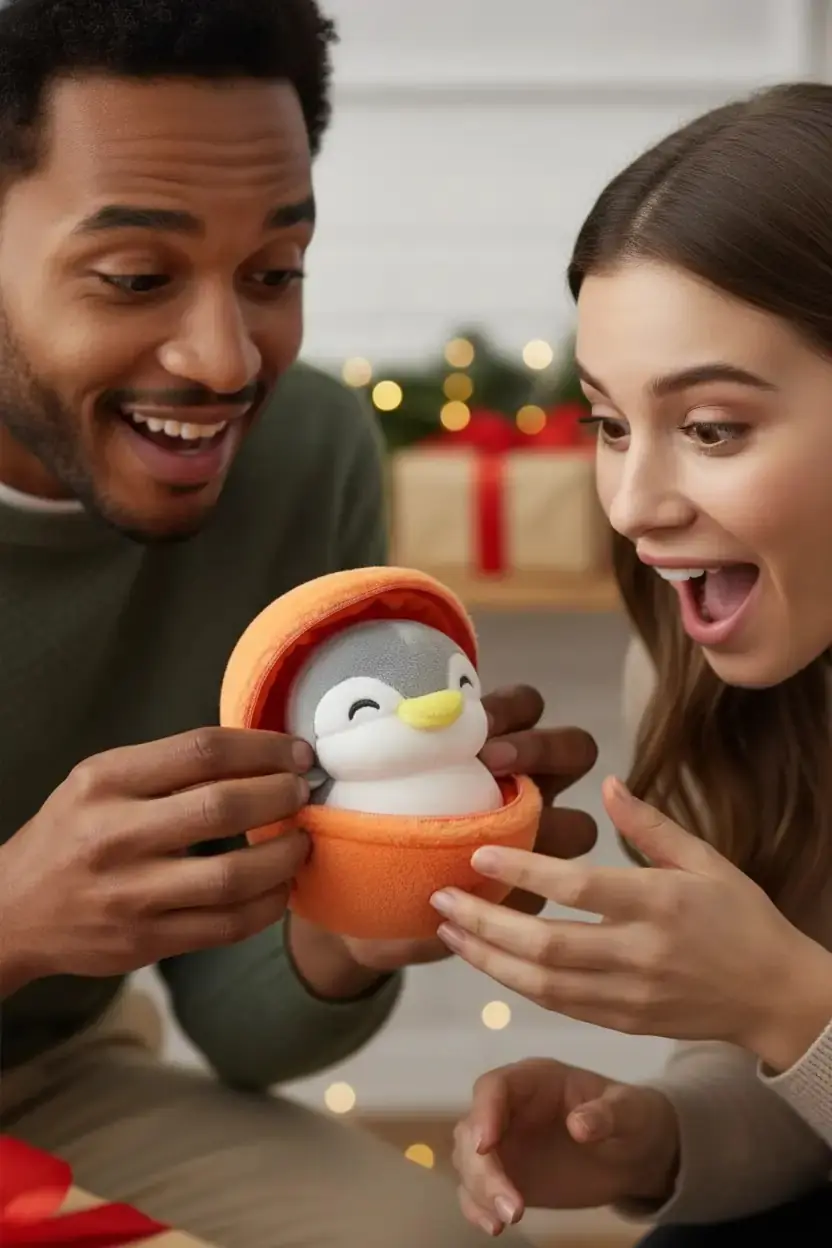 Miniso Lisanslı Meyve İçindeki Penguen Serisi Peluş Oyuncak Portakal – Yumuşak Dokulu Eğlenceli Peluş Figür