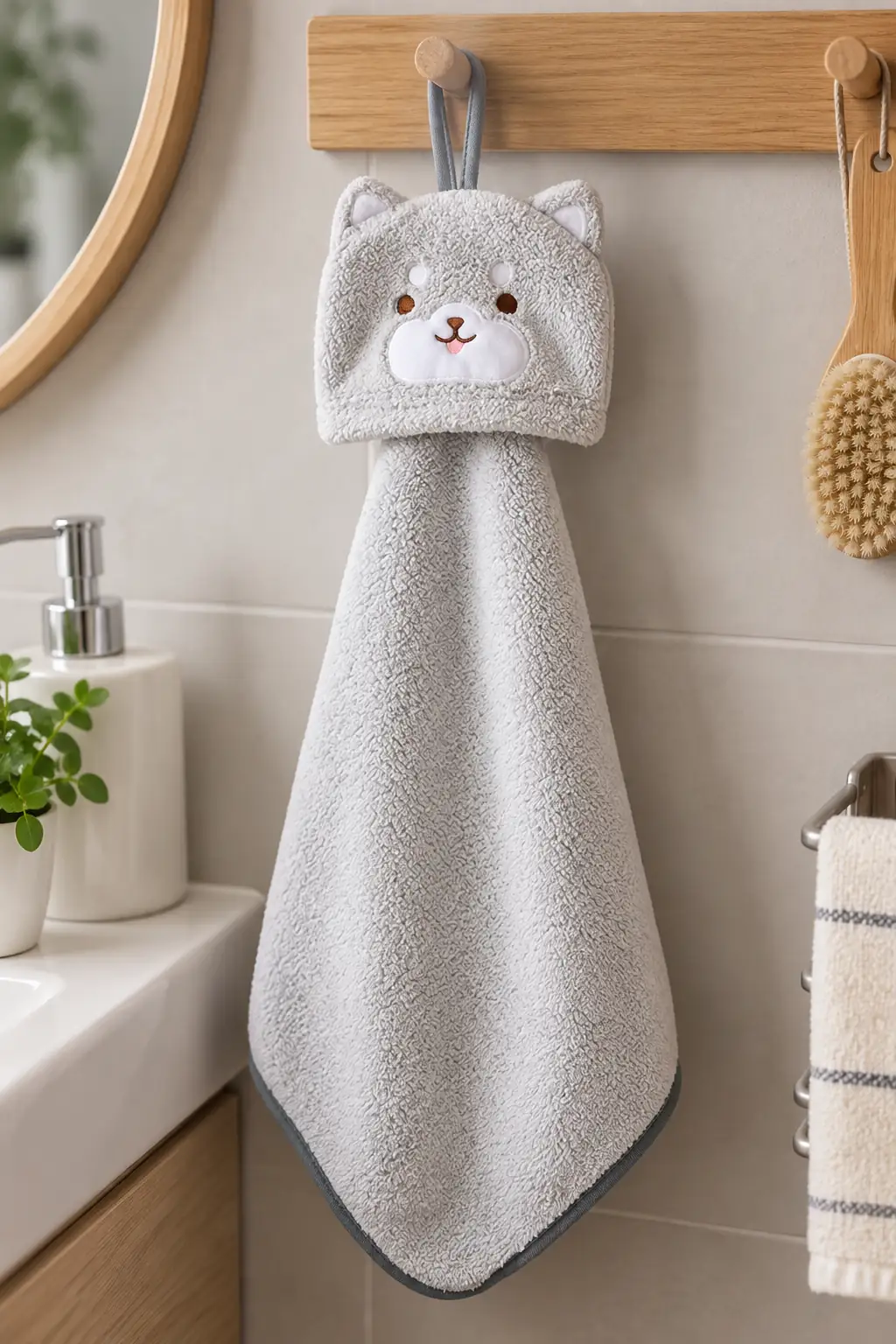 Miniso Lisanslı Sevimli Hayvanlar Serisi Shiba Inu Emici El Havlusu – Mikrofiber Dokulu Askılı Mutfak Ve Banyo Havlusu 30 Cm