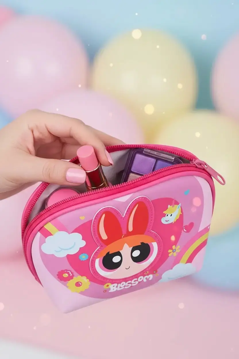 Powerpuff Girls Lisanslı Blossom Oval Kozmetik Çantası – Pembe 21 Cm