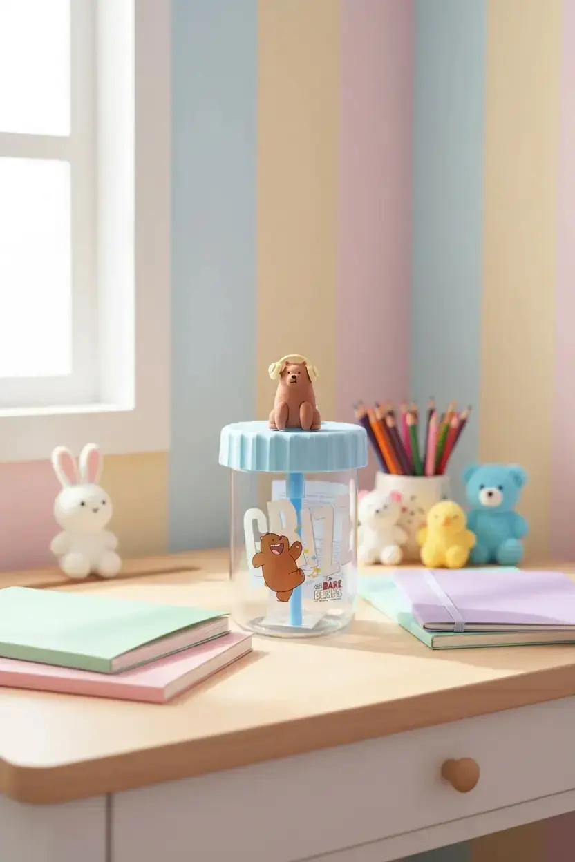 We Bare Bears Lisanslı Askılı Plastik Şişe 520 mL - Boz Ayı Tasarımlı Neşeli İçecek Arkadaşı
