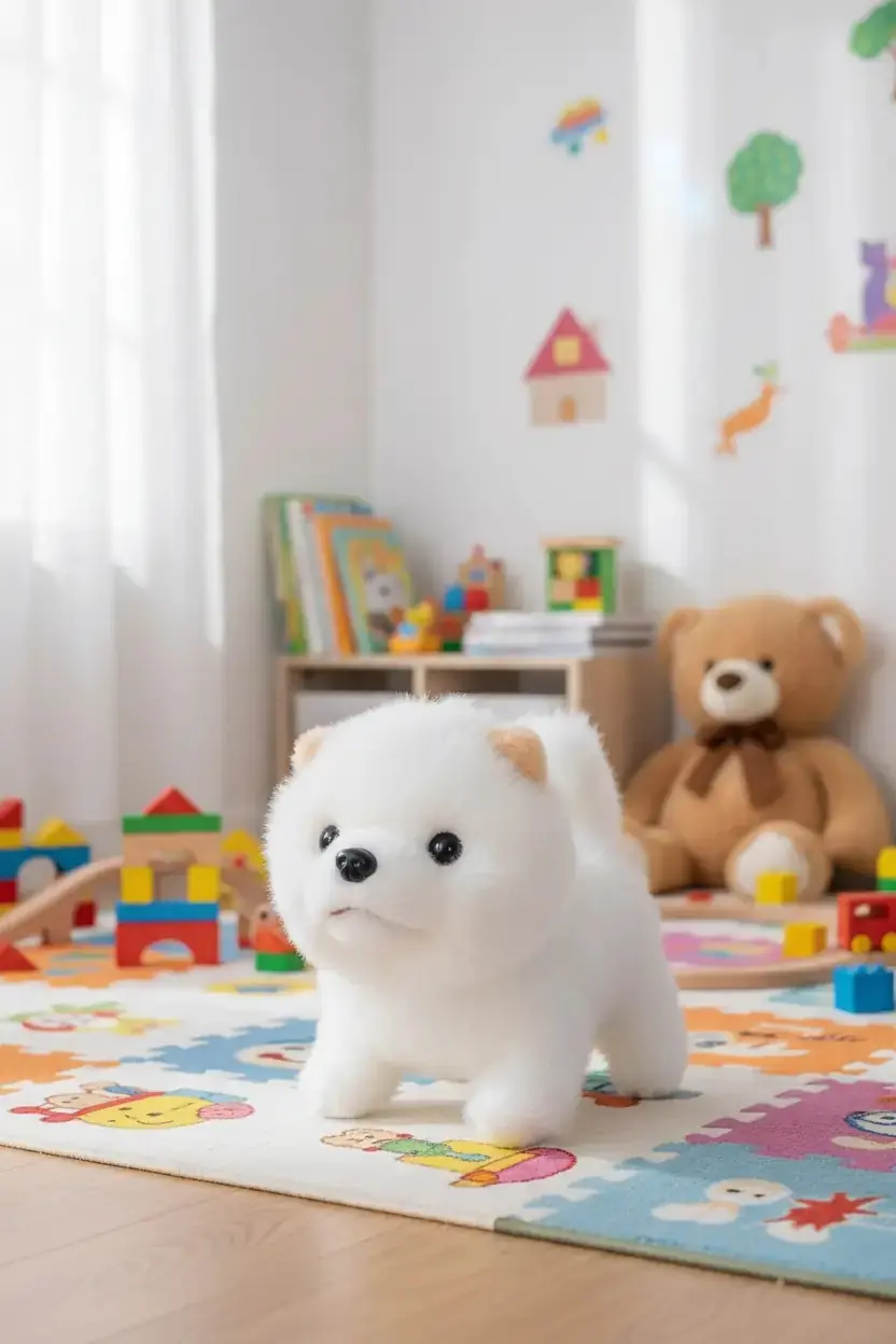 Miniso Lisanslı Yürüyen Pilli Peluş Oyuncak 18,5 Cm – Sesli Sallanan Kuyruklu İnteraktif