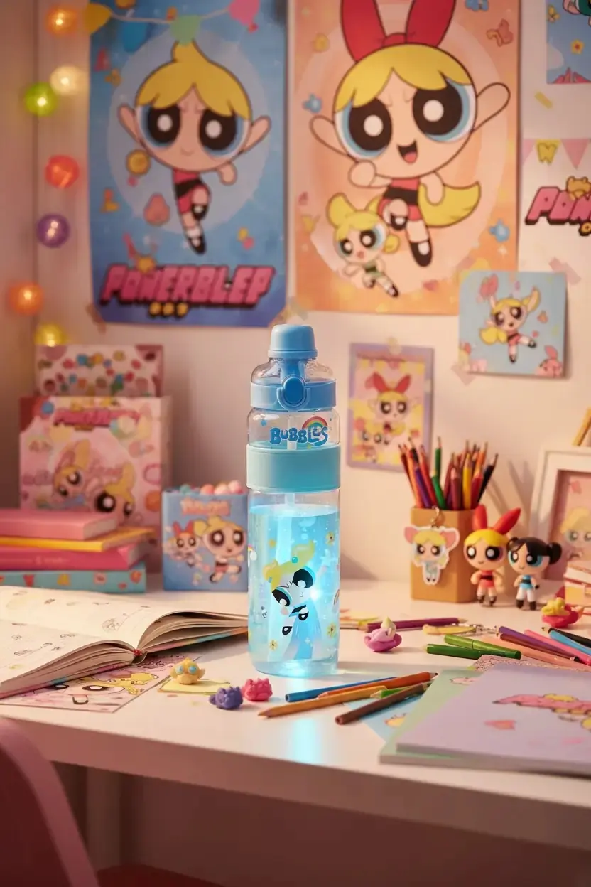 Powerpuff Girls Lisanslı Bubbles Suluk 1100 Ml – Pipetli Büyük Kapasiteli Şişe