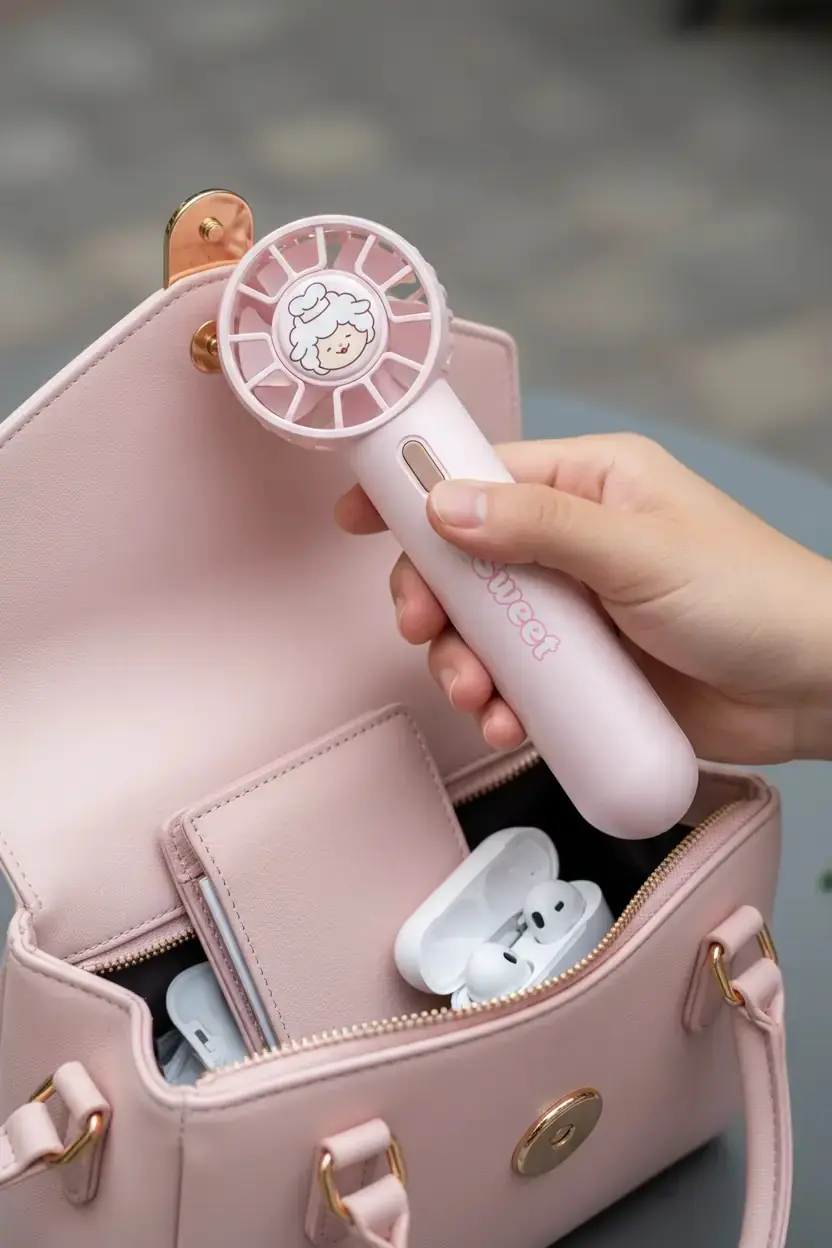 Miniso Lisanslı Mini Family El Tipi Vantilatör 500mAh Pembe – Taşınabilir Serinlik