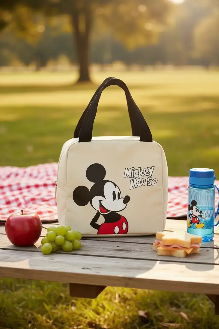 Mickey Mouse Lisanslı Kare Yiyecek Çantası – Sarı 22 Cm Hafif Tasarım