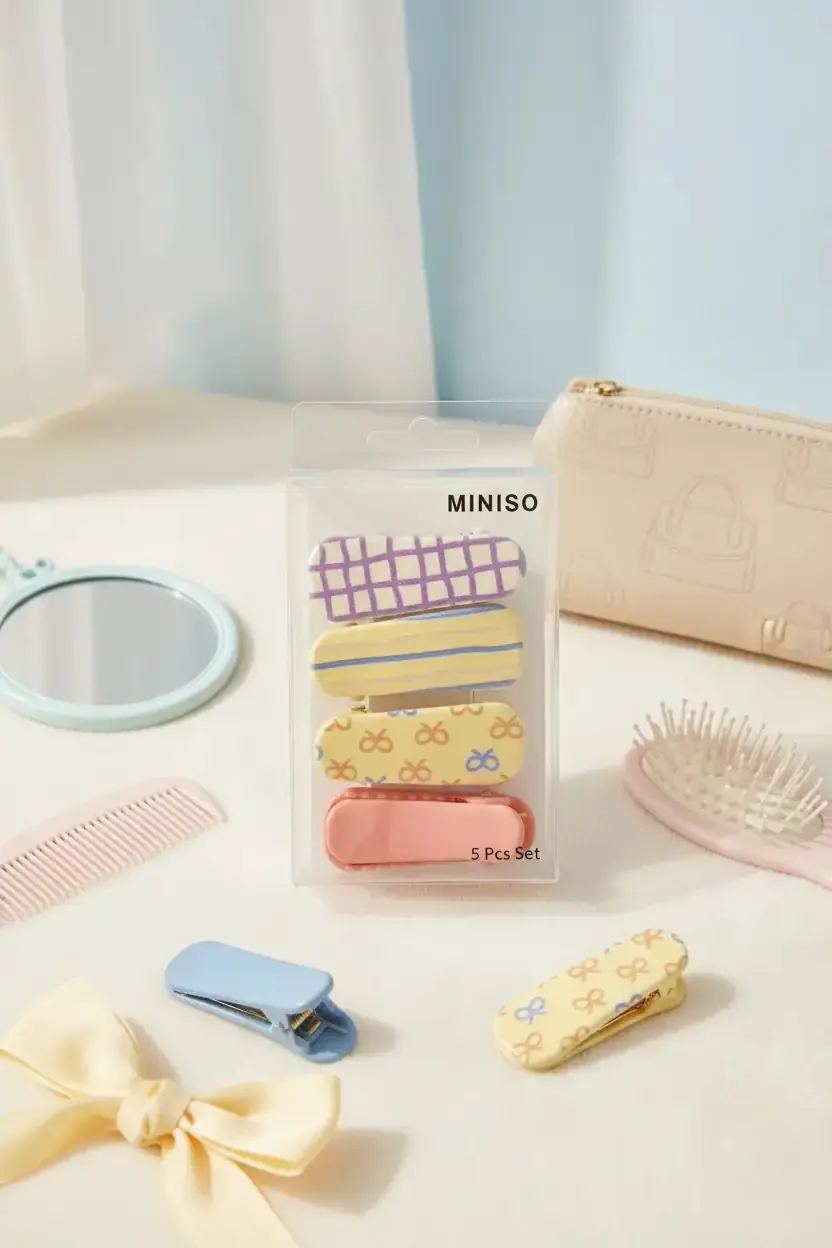 Miniso Lisanslı Çanta Serisi Saç Tokası Seti (5 Adet) – Çanta Figürlü & Eğlenceli Tasarım
