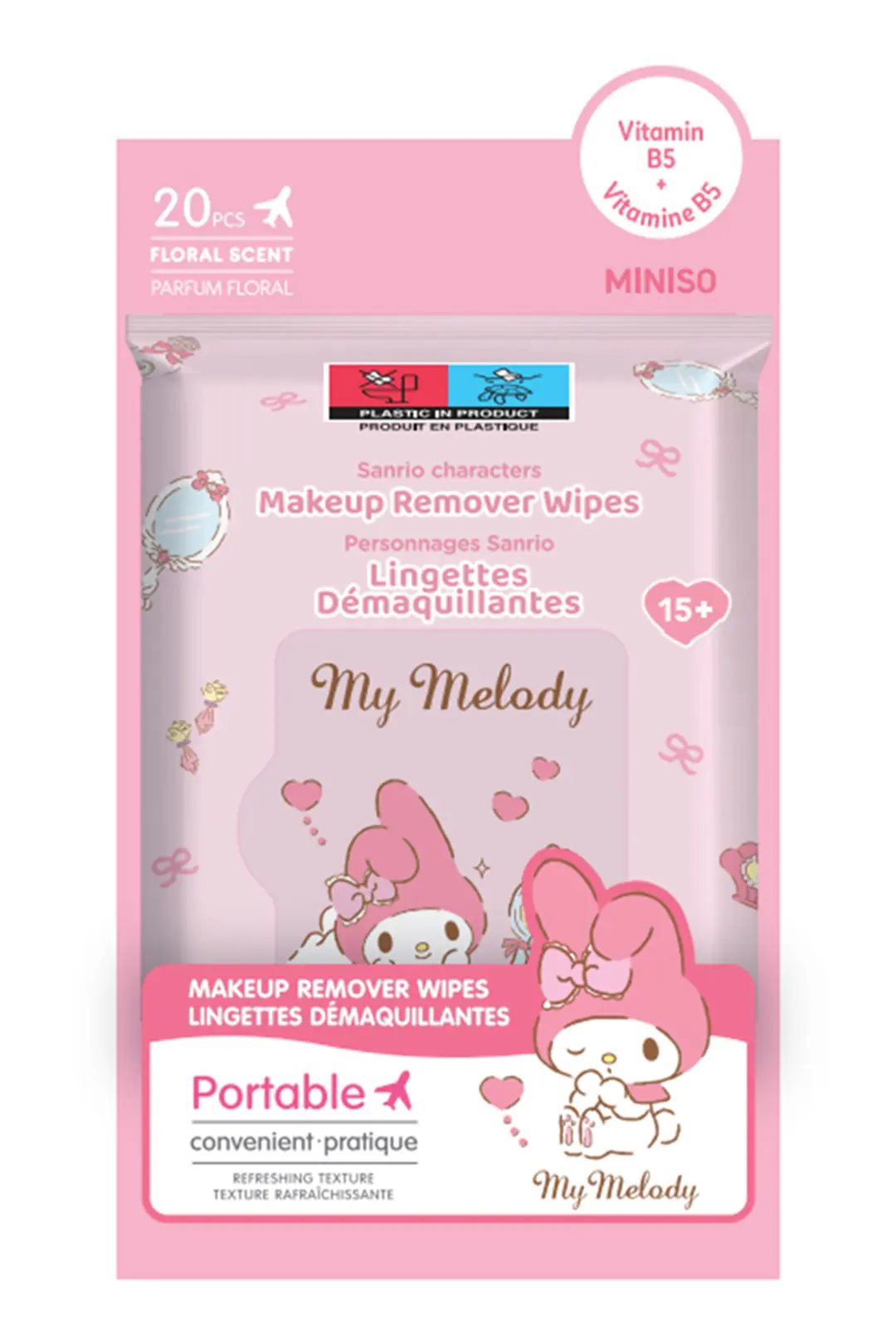Sanrio Lisanslı My Melody Makyaj Temizleme Mendili – Çiçek Kokulu Hassas Ciltlere Uygun Pratik Temizleme Mendili