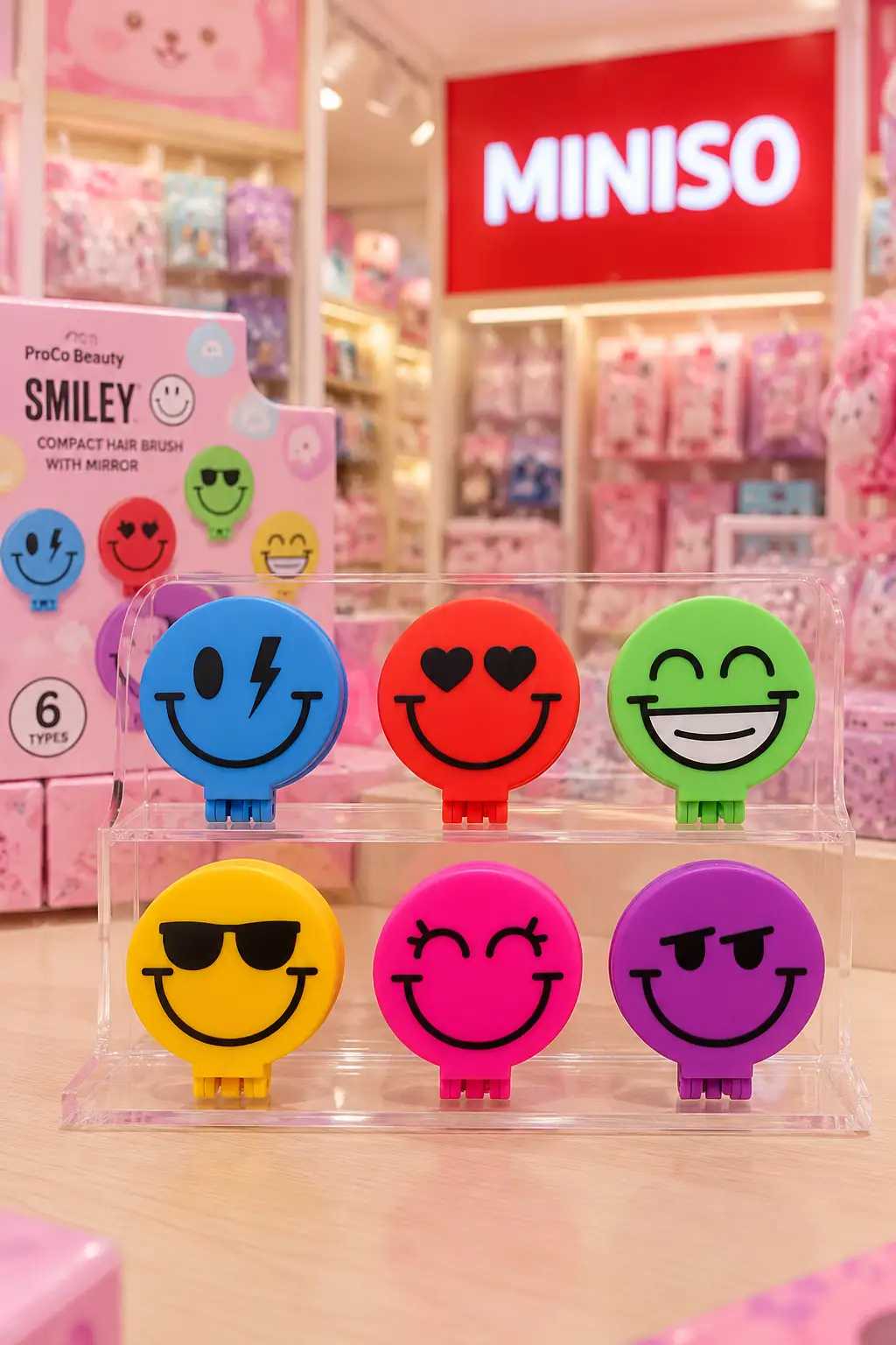 ProCo Beauty Smiley Makaron Saç Fırçası Blind Box – Aynalı ve Kompakt