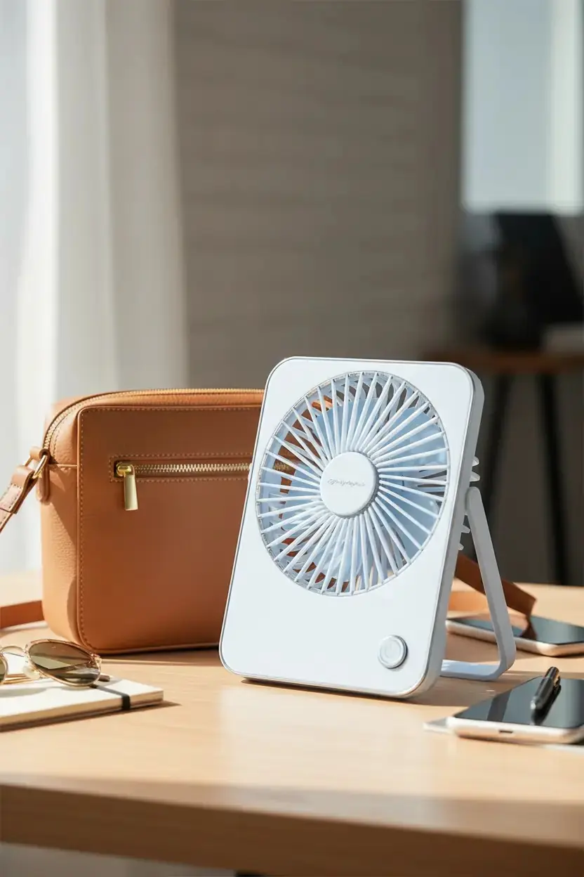 Miniso Lisanslı Makaron Serisi Katlanabilir Mini Fan Mavi – Şarj Edilebilir Taşınabilir Fan 17,8 Cm