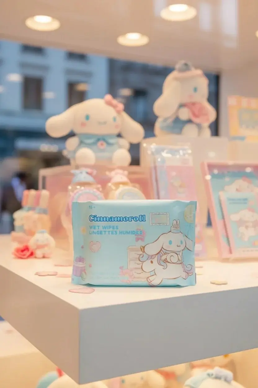 Sanrio Lisanslı Cinnamoroll Hassas Ciltlere Uygun Yumuşak Dokulu Islak Mendil 20 Adet