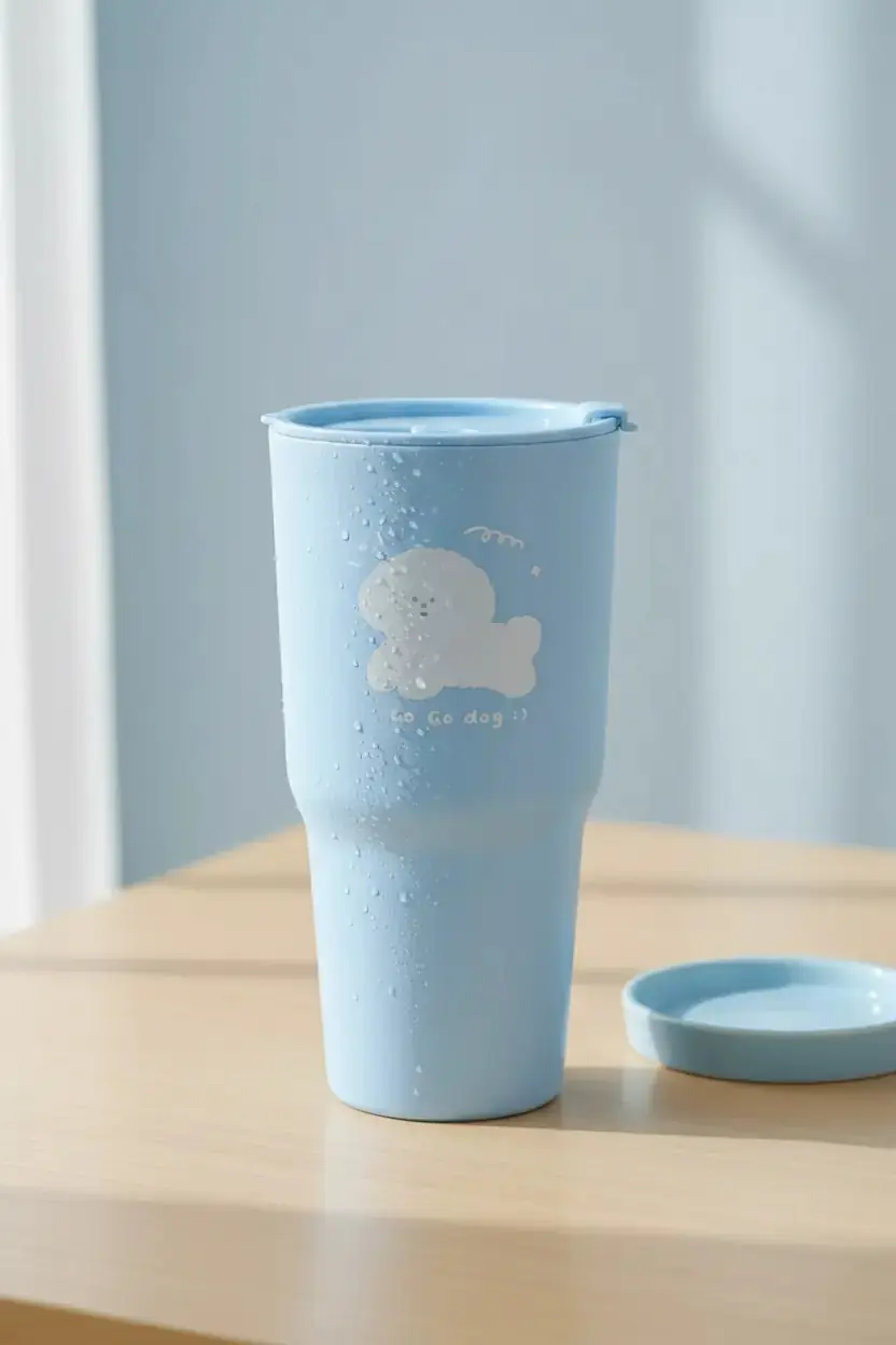 Miniso Lisanslı Hayvan Serisi Kapaklı Plastik Bardak Mavi 800 Ml