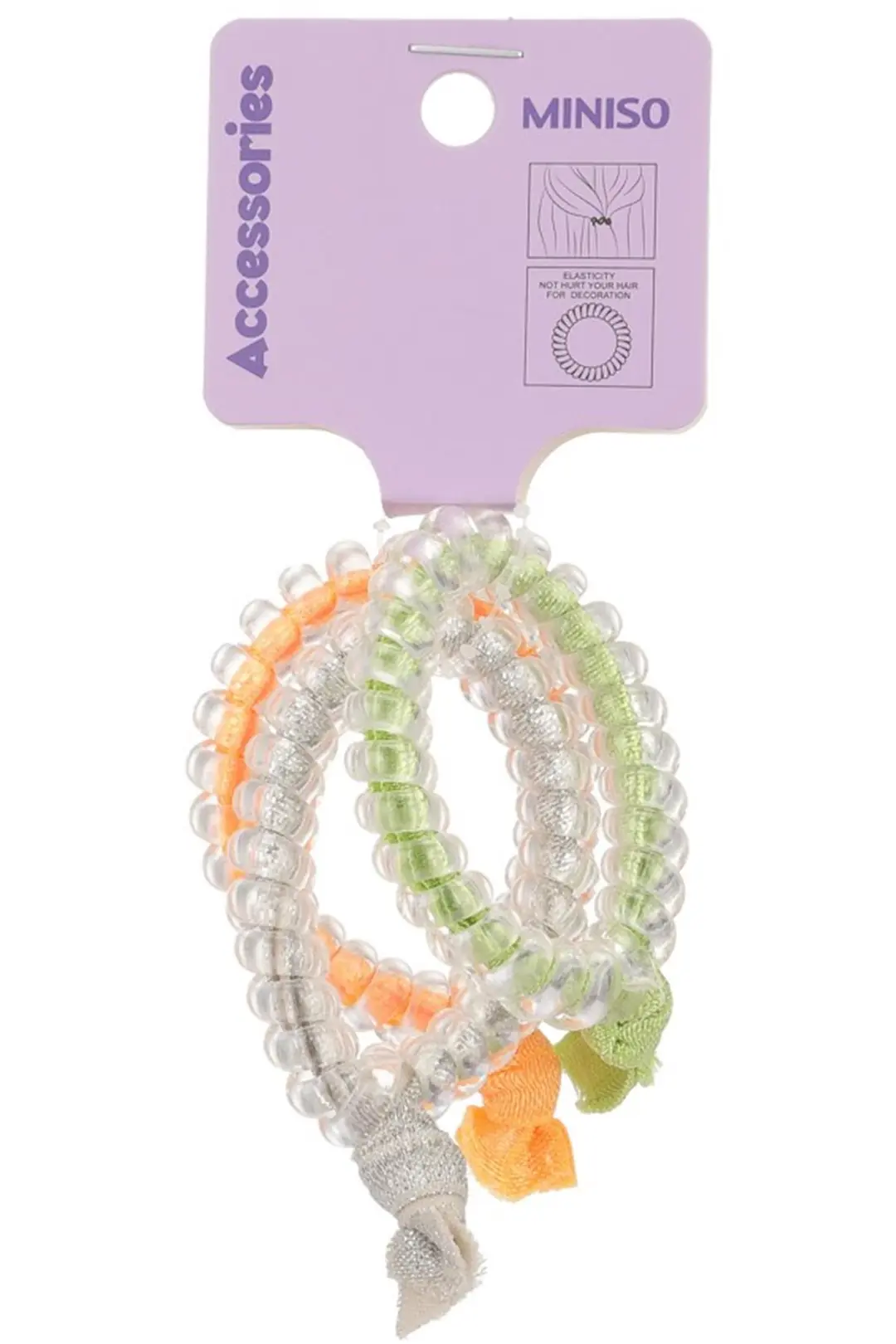 Miniso Lisanslı Renkli Spiral Düğümlü Saç Lastiği Seti – 4 Adet Saç Kırmayan ve Esnek Yapılı Şık Saç Aksesuarı