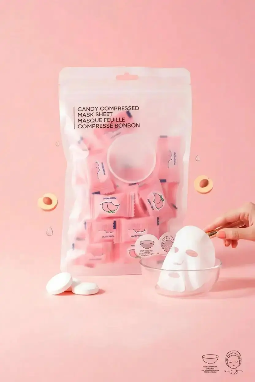 Miniso Lisanslı Şeker Serisi Maske Kaseli Sıkıştırılmış Yüz Maskesi Pedi – Hijyenik ve Pratik Cilt Bakım Seti