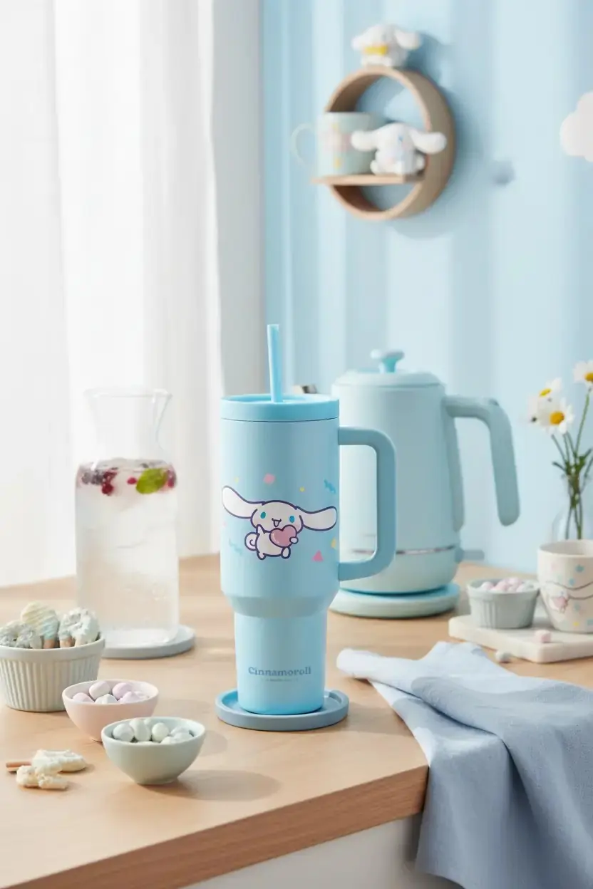 Sanrio Lisanslı Cinnamoroll Termos 1200 Ml – Pipetli Çift Cidarlı Kulplu