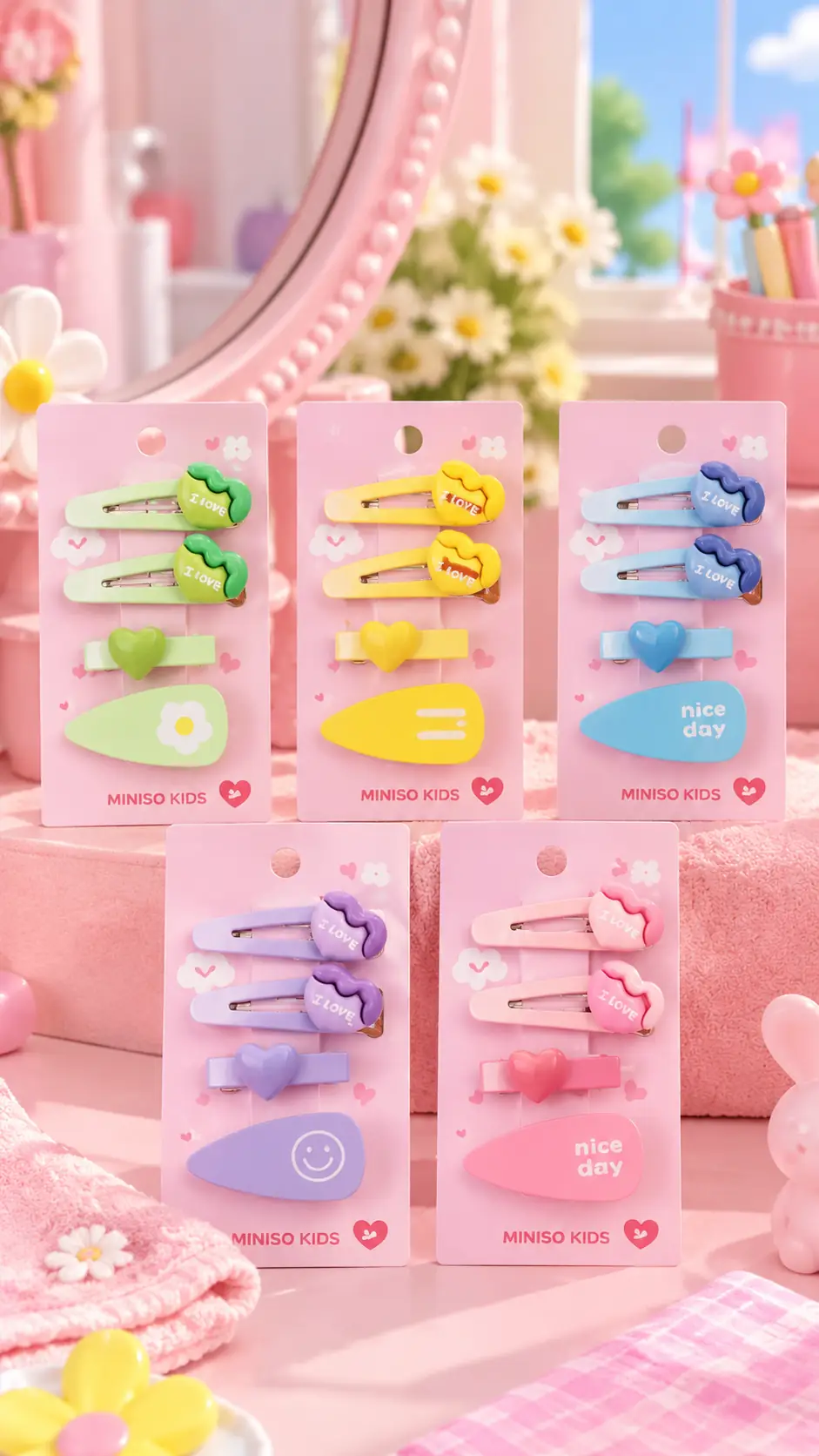 Miniso Lisanslı Kids 4'lü Renkli Şirin Saç Tokası Seti 14 CM