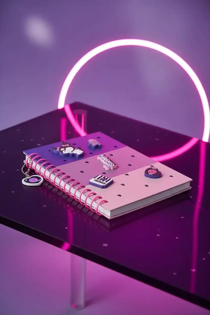 Sanrio Lisanslı Kuromi Özel Tasarım Spiral Telli 80 Sayfa Not Defteri