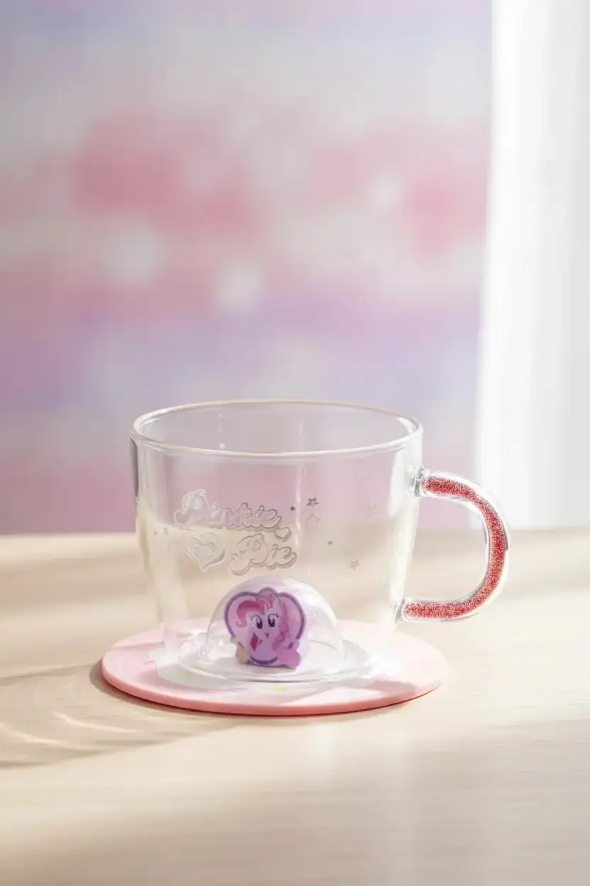 My Little Pony Lisanslı Cam Kupa ve Bardak Altlığı Seti – Borosilikat Cam PVC Altlıklı Kupa 400 mL