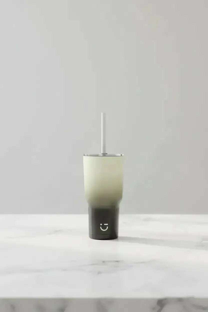 Miniso Lisanslı Gradyan Renkli Pipetli Çelik Matara 580 Ml – 304 Paslanmaz Çelik Siyah Seri