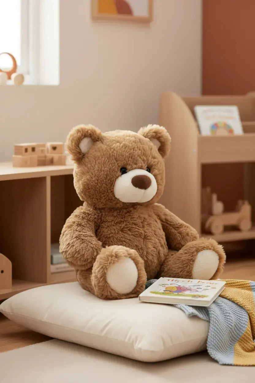 Miniso Lisanslı Gift Bear Oturan Peluş Oyuncak – Yumuşak Kahverengi Tasarım