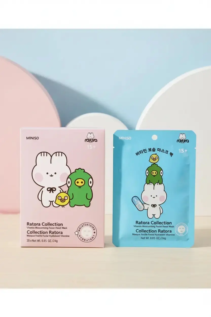 Miniso Lisanslı Ratora Serisi B5 Vitaminli Nemlendirici Kağıt Yüz Maskesi