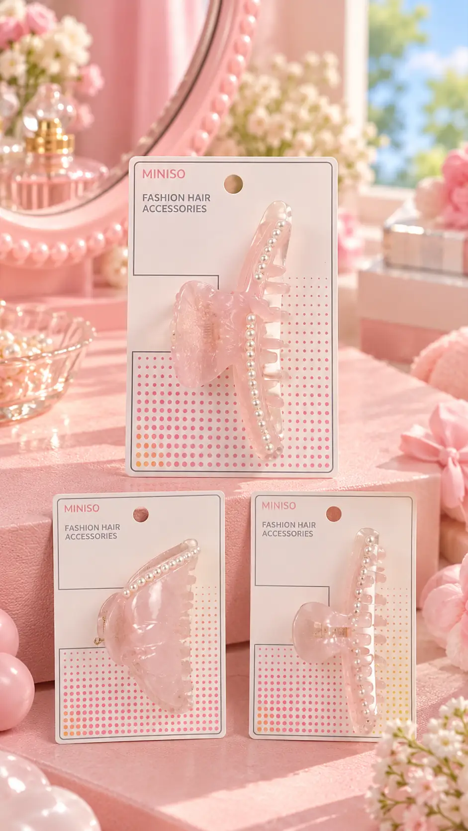 Miniso Lisanslı Pembe Kelebek Kıskaç Toka - Zarif Figürlü PVC Saç Aksesuarı ve Güçlü Tutuşlu Orta Boy Toka