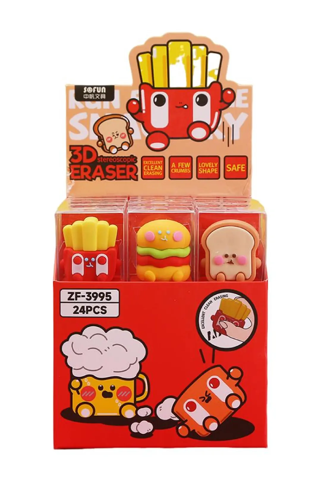 Miniso Lisanslı Pişirme Serisi Fast Food Figürlü Silgi – Eğlenceli Tasarım – 2 Farklı Model