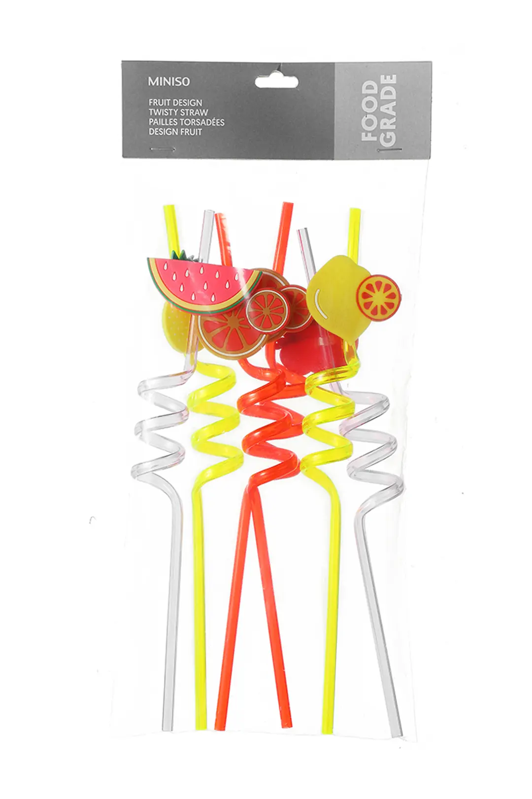 Meyve Tasarımlı Kıvrımlı Pipet (6 adet)