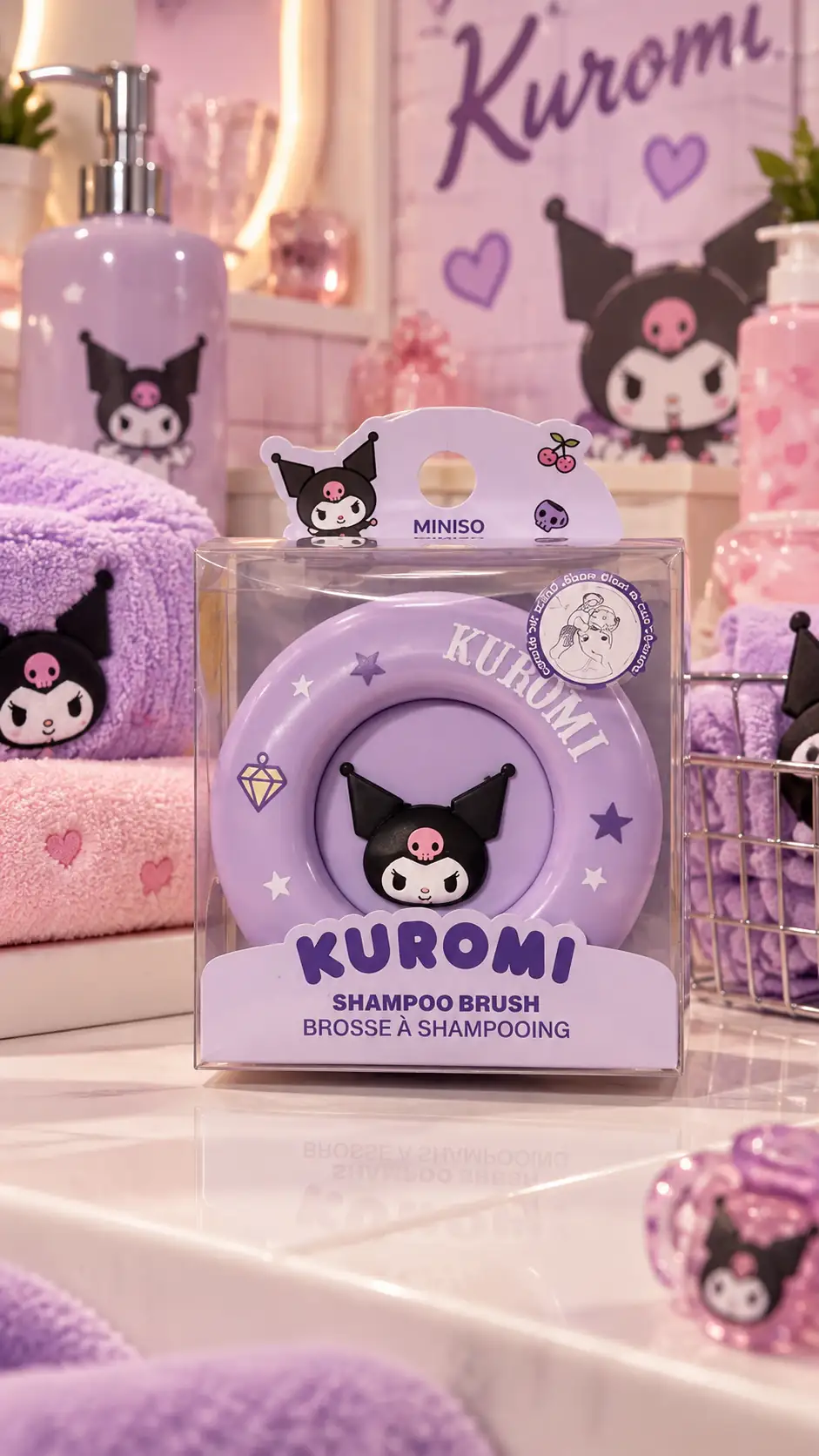 Sanrio Lisanslı Kuromi Masaj Şampuan Fırçası – Saç Derisi Bakımı