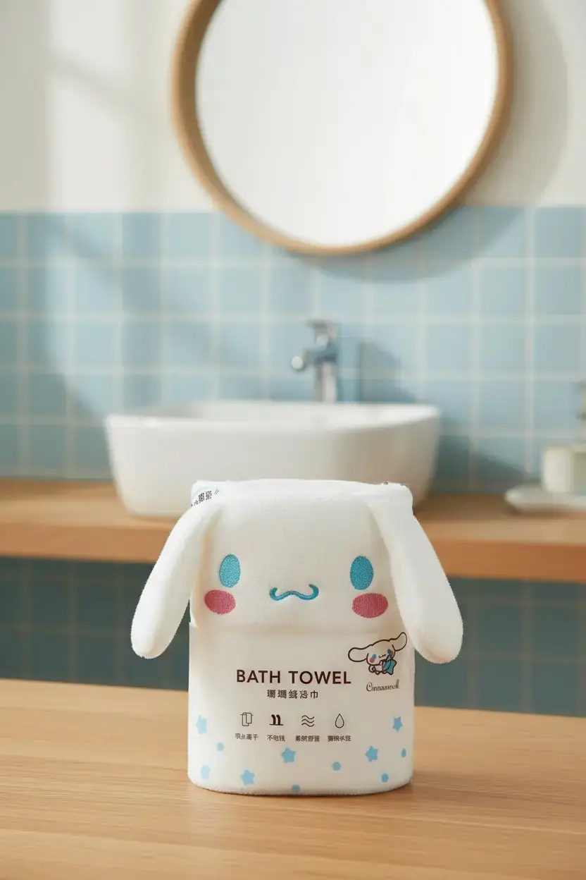 Cinnamoroll Lisanslı Mercan Polar Emici Banyo Havlusu 25 x 18 x 8 cm – Beyaz