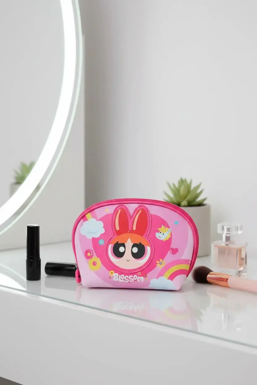 Powerpuff Girls Lisanslı Blossom Oval Kozmetik Çantası – Pembe 21 Cm