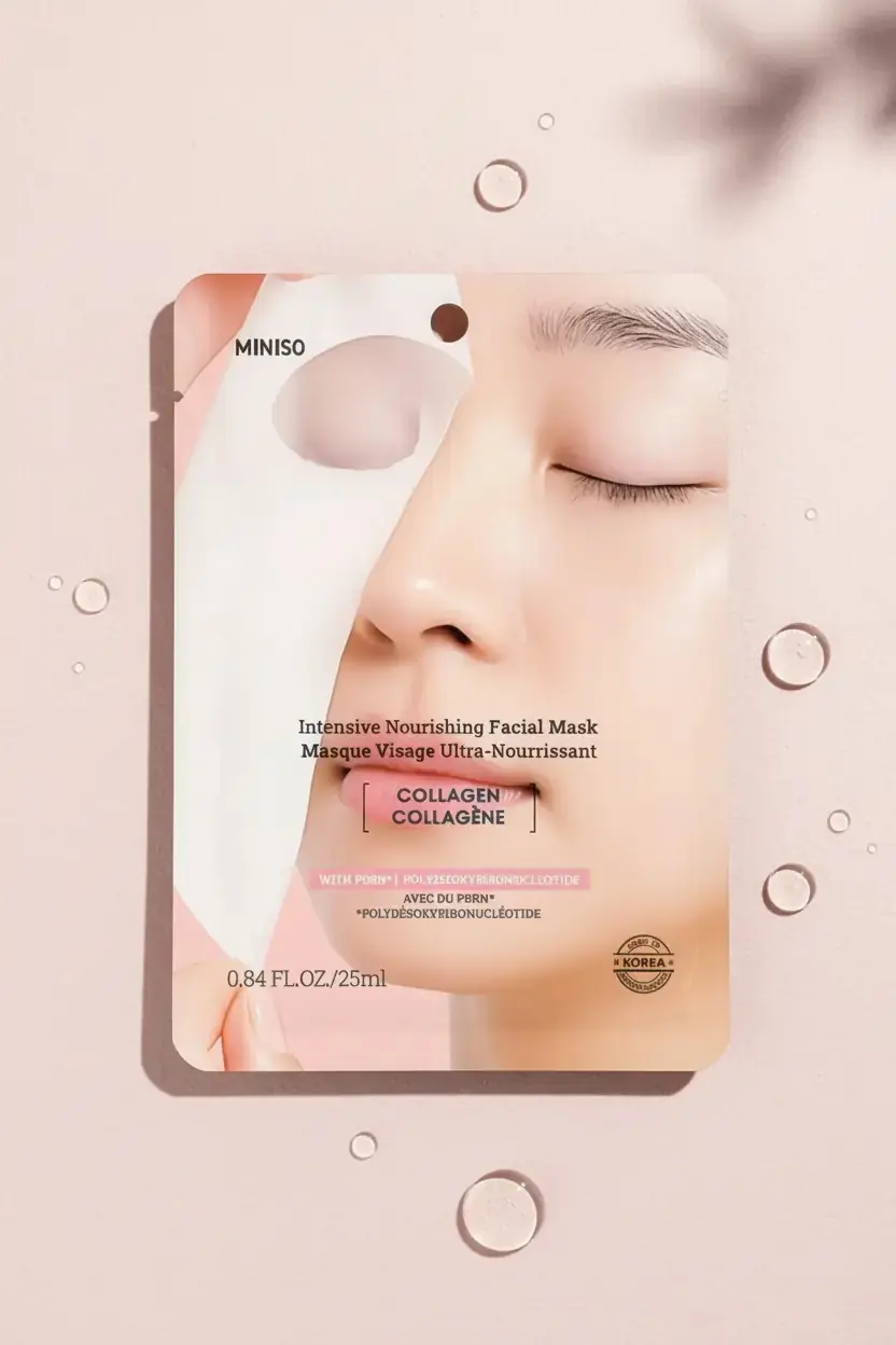 Miniso Lisanslı Yoğun Besleyici Yüz Maskesi – Hidrolize Kolajen Temalı Kağıt Maske