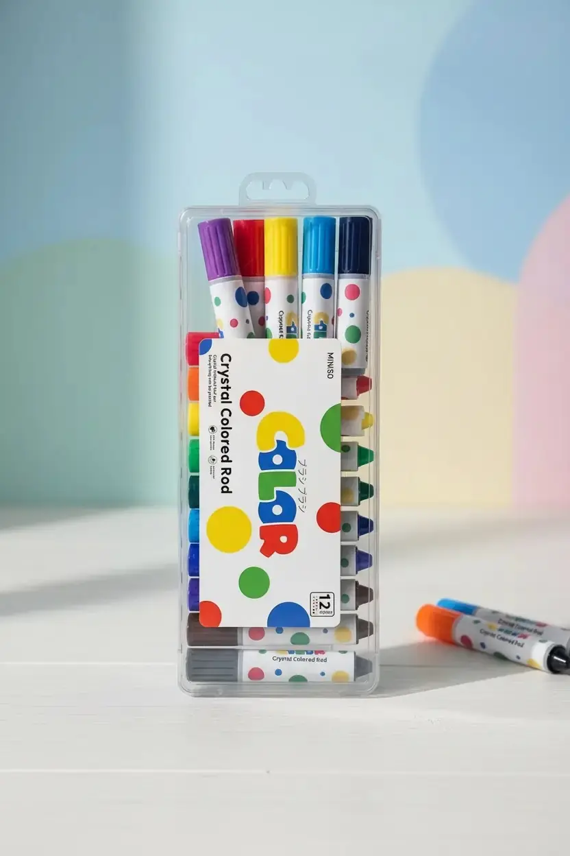 Miniso Lisanslı Polka Dot Pastel Marker Seti 12 Renk – Yumuşak Tonlar