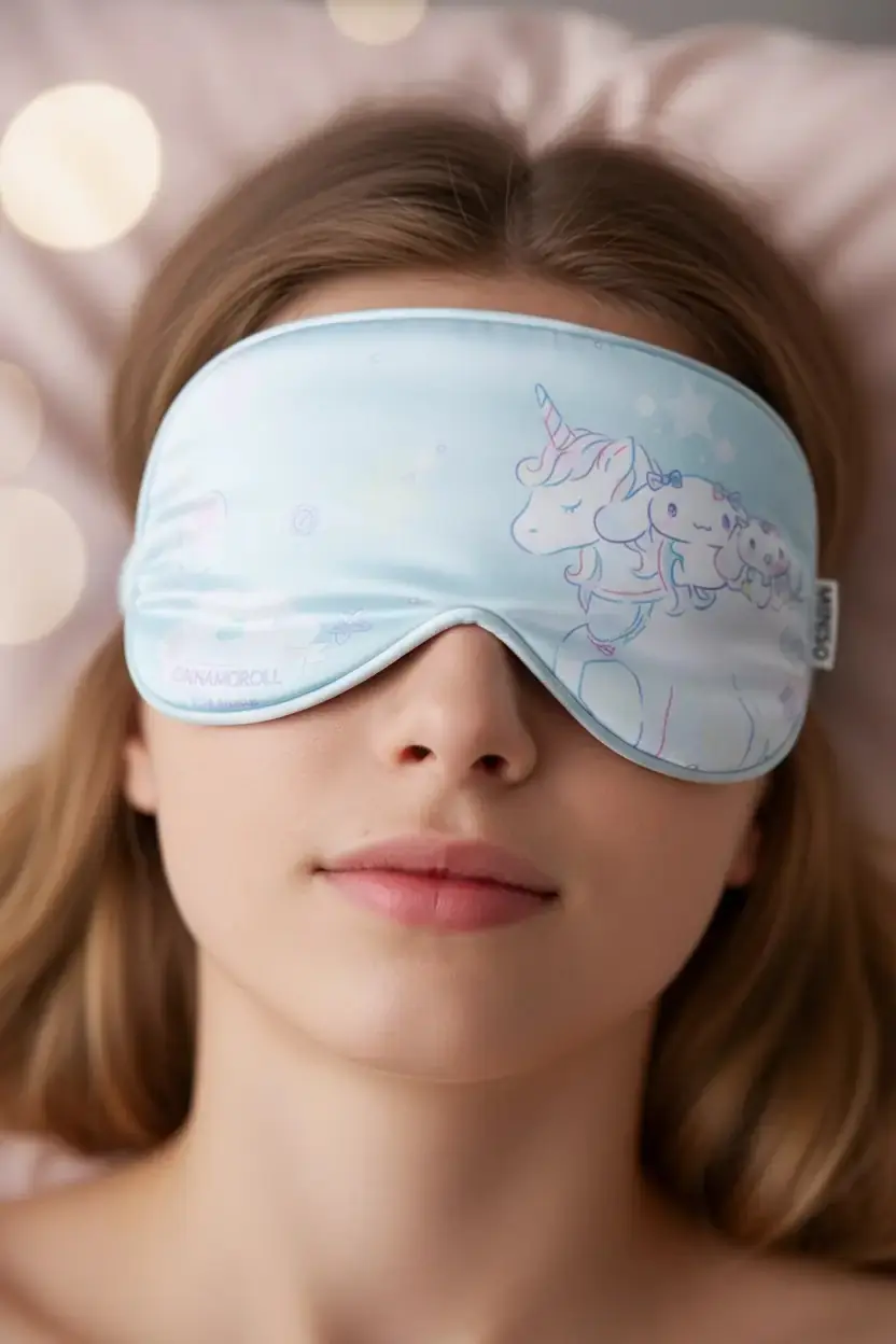 Sanrio Lisanslı Cinnamoroll Unicorn Uyku Maskesi – Işık Engelleyici & Yumuşak