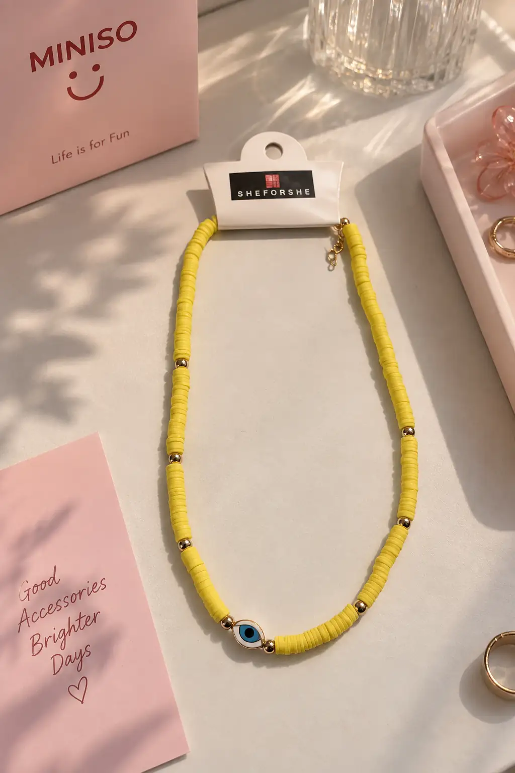 Fimo Kolye – Göz Motifli Renkli Boncuk Detaylı Aksesuar