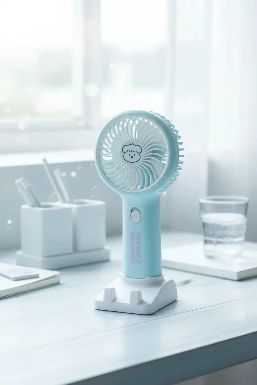 Miniso Lisanslı Colorful Serisi Pilli Vantilatör Mavi – Hafif ve Taşınabilir Serinlik
