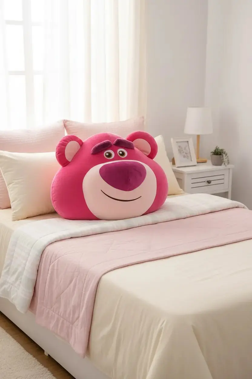 Disney Pixar Lotso Lisanslı Yastık 44 Cm – Baş Şeklinde Peluş Yastık