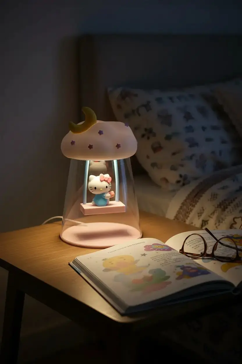 Sanrio Lisanslı Hello Kitty Şarj Edilebilir LED Gece Lambası – Kablosuz Dekoratif Aydınlatma