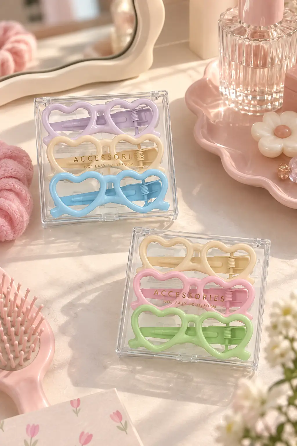 Miniso Lisanslı Basic Kalpli Gözlük Şekilli Saç Klipsi Seti 3’lü – Renkli Güçlü Tutuş