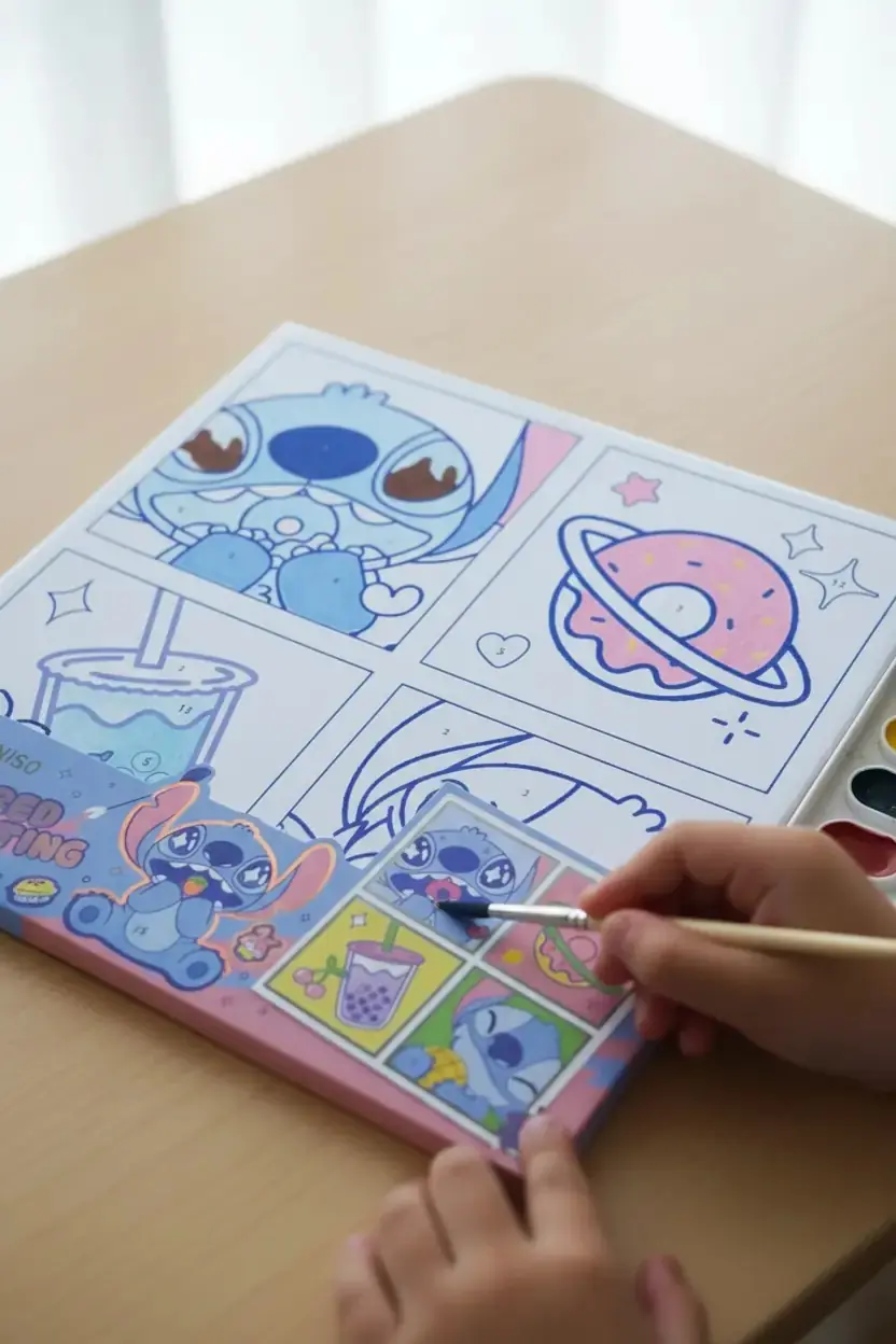 Disney Lisanslı Stitch Parti Serisi Numaralı Yağlı Boya Seti 20 Cm – Hobi