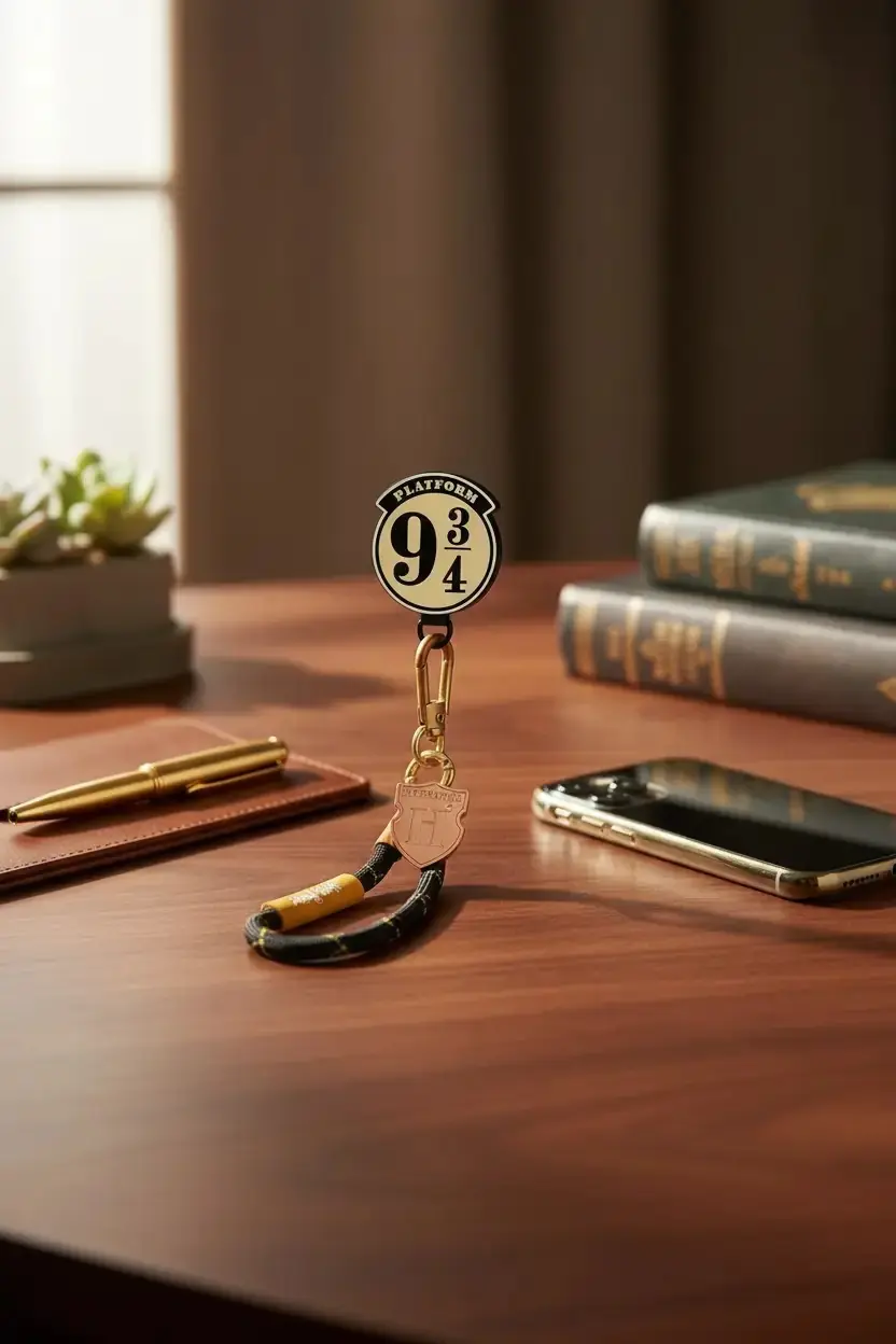 Harry Potter Lisanslı Dokuz Üç Çeyrek Metal Rozetli Telefon İpi 31 Cm