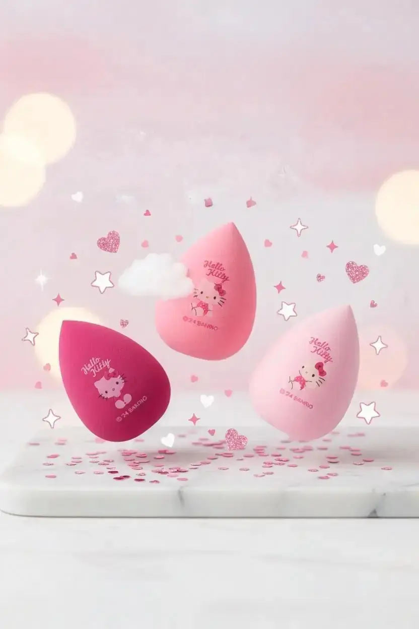 Sanrio Lisanslı Hello Kitty Makyaj Süngeri Seti - 3 Adet