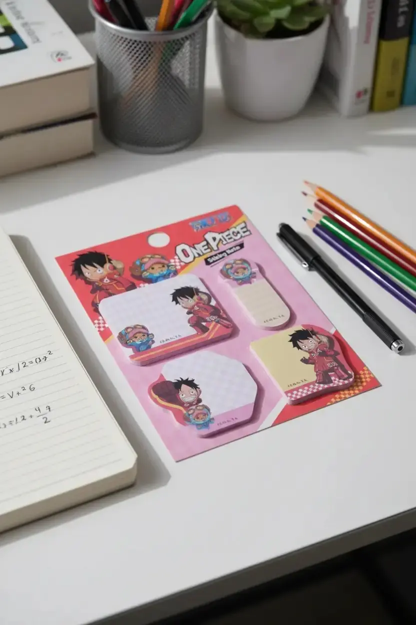 One Piece Lisanslı Mini Figür Yapışkan Not Seti 4 Parça – Anime Temalı Kompakt Tasarım