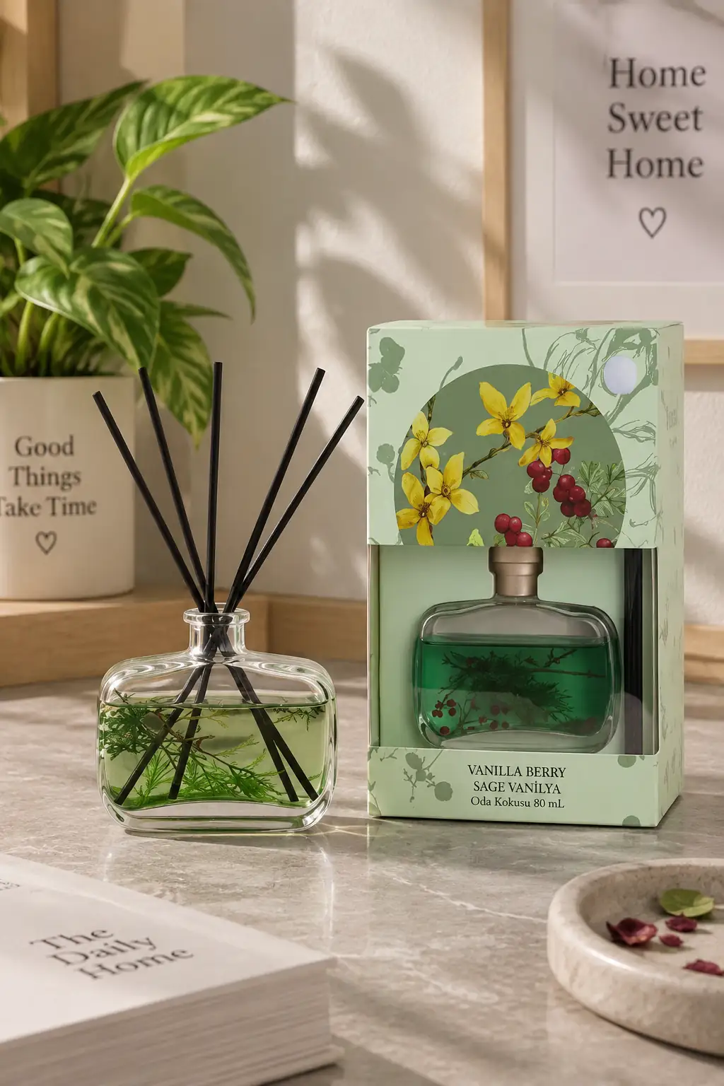 Miniso Lisanslı Sudaki Çiçek Serisi Vanilya ve Kızılcık Oda Kokusu – Tatlı ve Kalıcı Ev Parfümü 80 ML